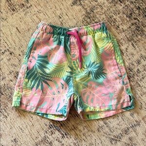 Ingear Pink and Green Tropical Print Swim trunks